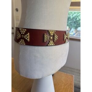 Vintage Women's Leather Belt Linea Pelle by Nina Made: Italy Size S Rustic Red